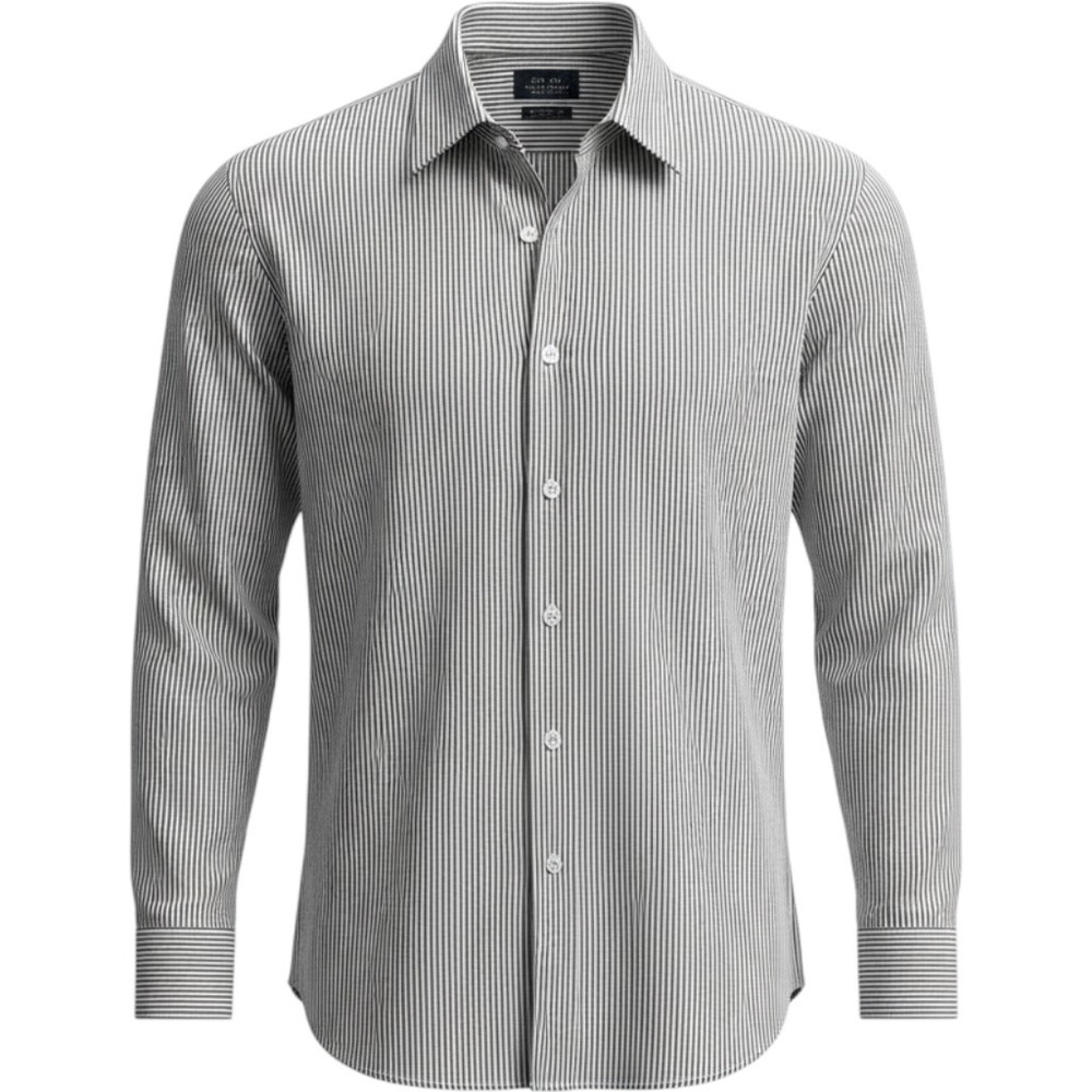 Zara Man Tailored Fit Shirt Mens 16 40 Blue White Micro Stripe Long Sleeve